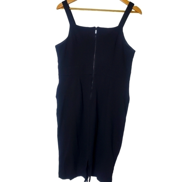 REITMANS Square Neck Sleeveless Sheath Black Dress Metal Eyelet Front Slit - Picture 7 of 14